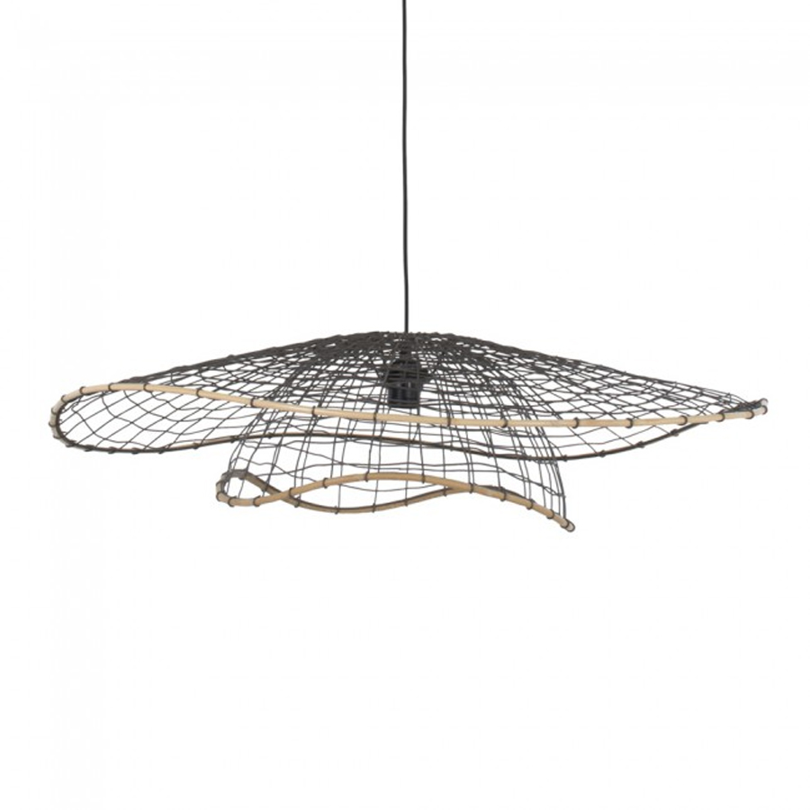 Suspension Lanka xxl forme feuille en métal filaire noir