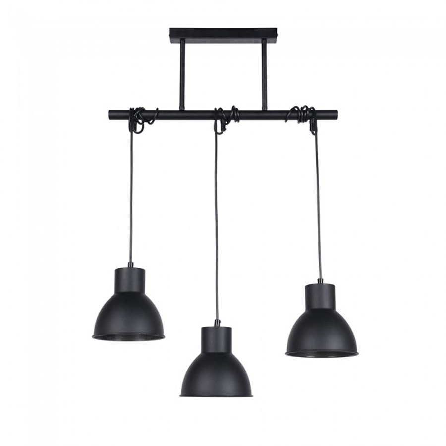 Lustre 3 lampes dock en métal coloris noir