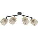 CANCUN - Spot / Plafonnier 4 lampes en métal noir et cordelette naturel Ø20