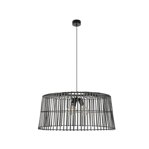 Suspension tambour thaya en métal noir et bambou noir