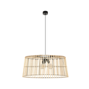 Lustre 3 lampes thaya tambour en métal et bambou naturel