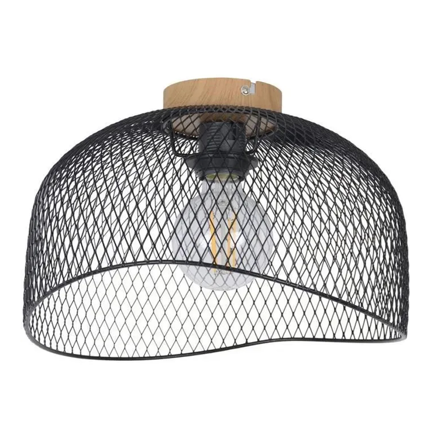 Plafonnier Ottawa en métal grillagé noir