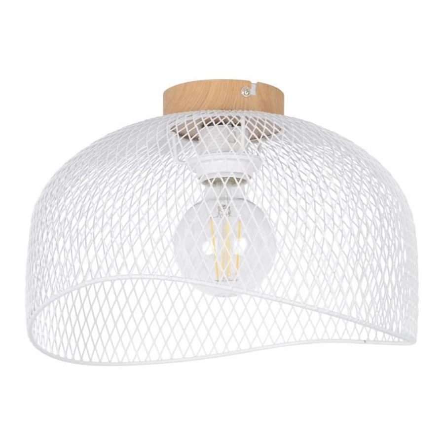 Plafonnier Ottawa en métal grillagé blanc