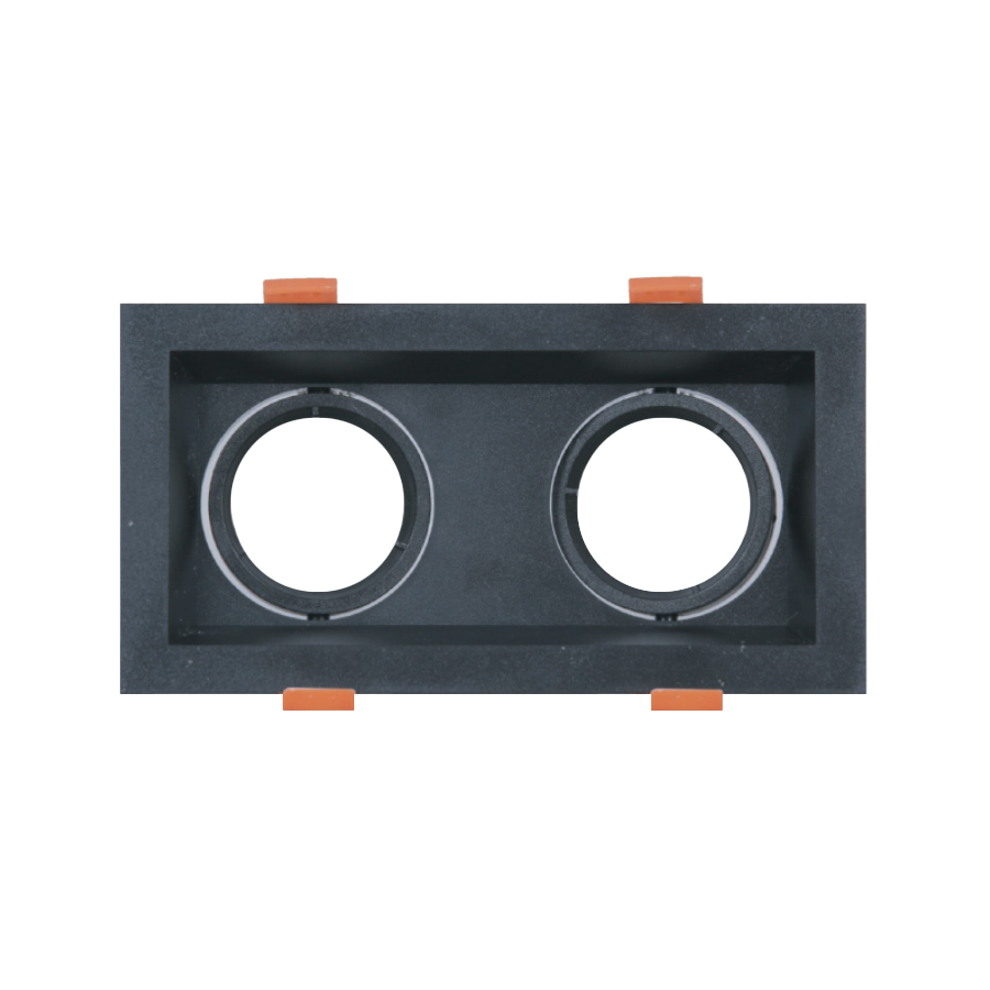 Double spot GU10 orientable carré noir 19x10cm