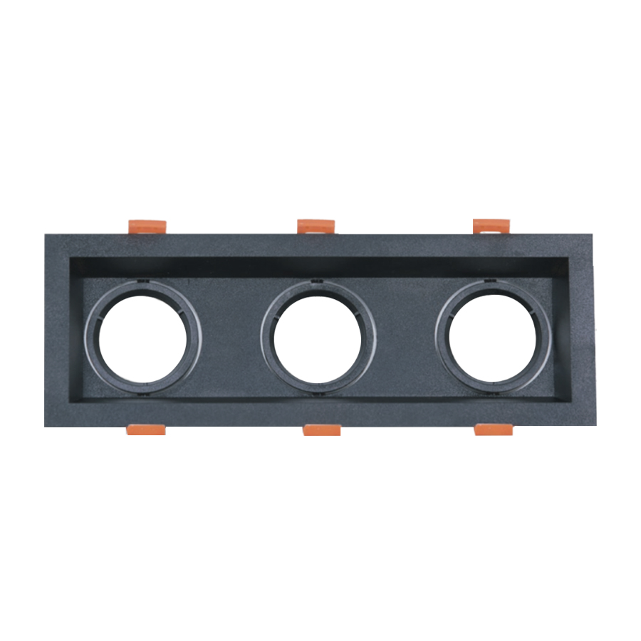 Triple spot GU10 orientable carré noir 21x10cm