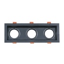 Triple spot GU10 orientable carré noir 21x10cm