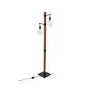 AALTO - Lampadaire 2 globes en verre et métal et bois chêne H165