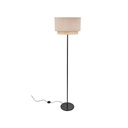 Lampadaire Boheme double cylindre en velours sable et raphia