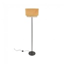 Lampadaire Boheme double cylindre en velours moutarde et raphia