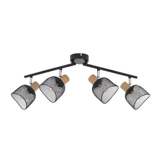 Spot / plafonnier Ottawa 4 lampes en métal et tiges métalliques noirs