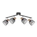 Spot / plafonnier Ottawa 4 lampes en métal et tiges métalliques noirs
