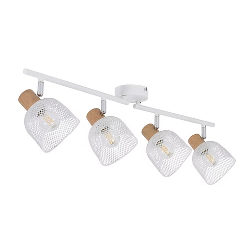 Spot / plafonnier Ottawa 4 lampes en métal et tiges métalliques blanc