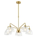 Lustre 5 lampes Léonore en métal doré et verre transparent