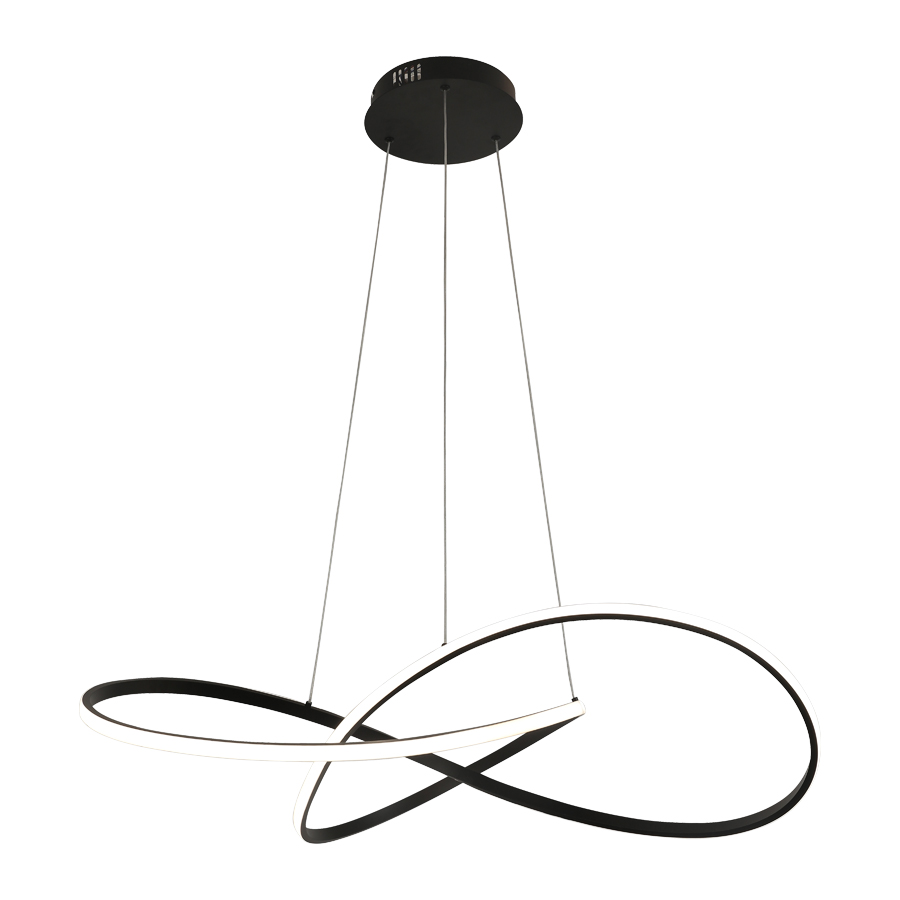 Lustre Abstrait LED 78W noir Dimmable avec 3 intensités