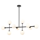 Lustre 10 lampes Titan en métal noir et verre opaque