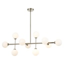 Titan Lustre 10 lampes en métal laiton et verre opaque