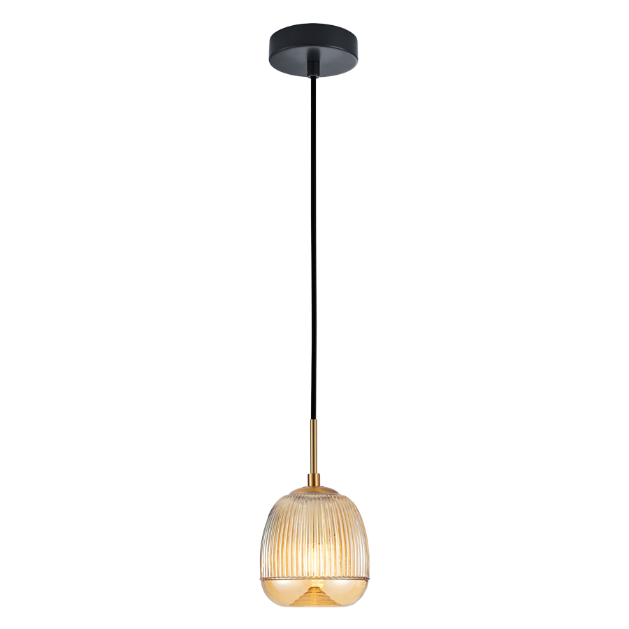 Suspension Carina en métal noir et verre ambre