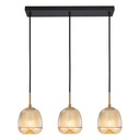 Lustre 3 lampes Carina en métal noir et verre ambre