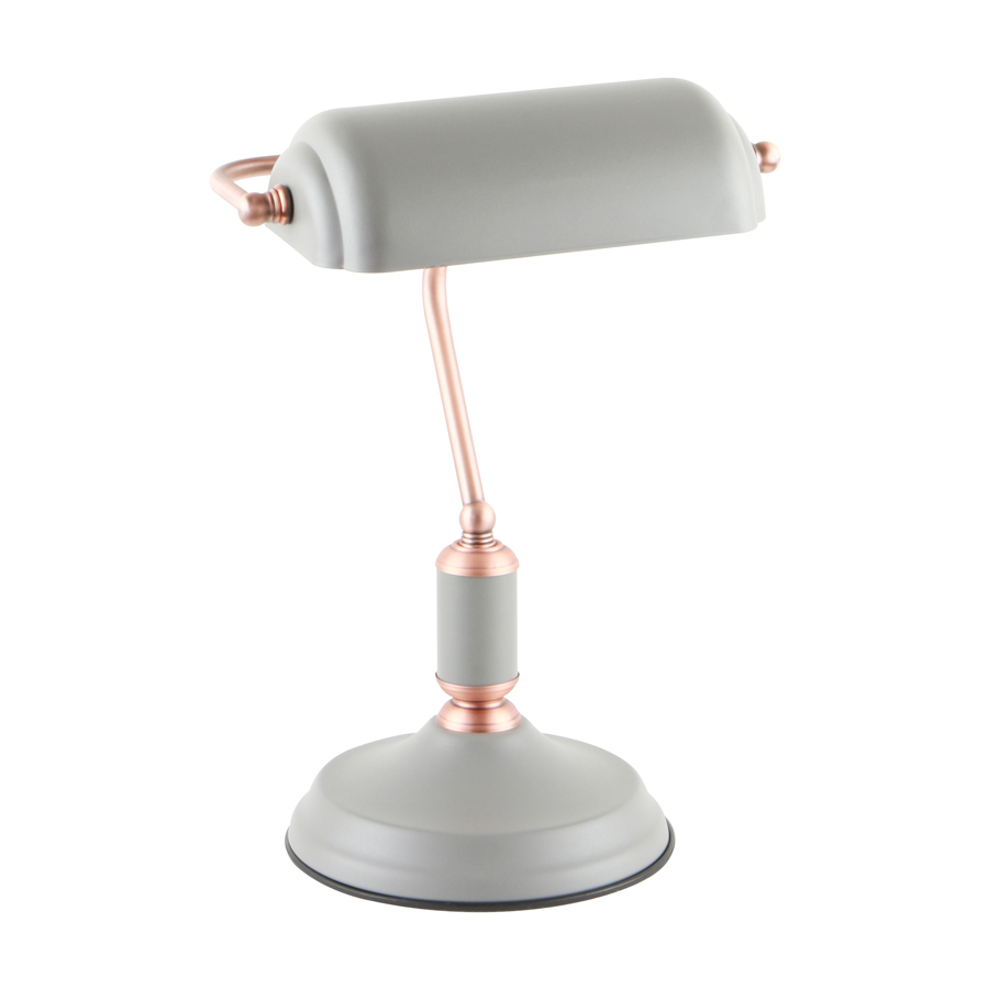 Lampe à poser Chakala en métal gris sablé et cuivre brossé