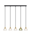 Lustre 5 lampes Zadar en métal cognac  et doré avec verre ambré