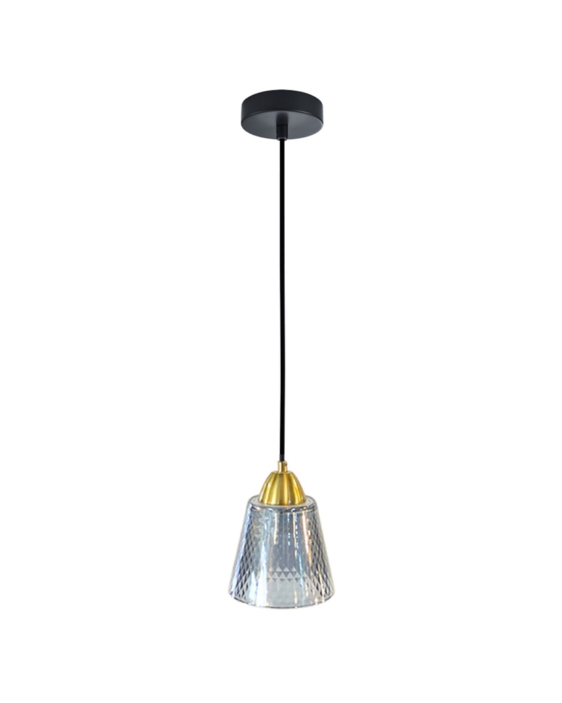 Suspension zadar en verre fumé et métal noir, or
