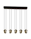 Lustre 5 lampes LED Austral en métal noir et or, cristal acrylique