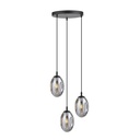 Lustre 3 lampes astral en métal noir et verre graphite