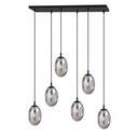 Lustre 6 lampes astral en métal et verre graphite