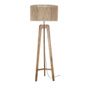 Lampadaire trépied Commons en bois de manguier et abat-jour cannage en fil de jute tressé main H154