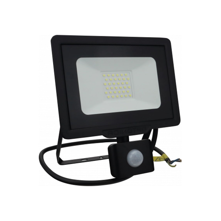 Projecteur led 30W SMD noir avec capteur Lumière Blanche Froide étanche IP65