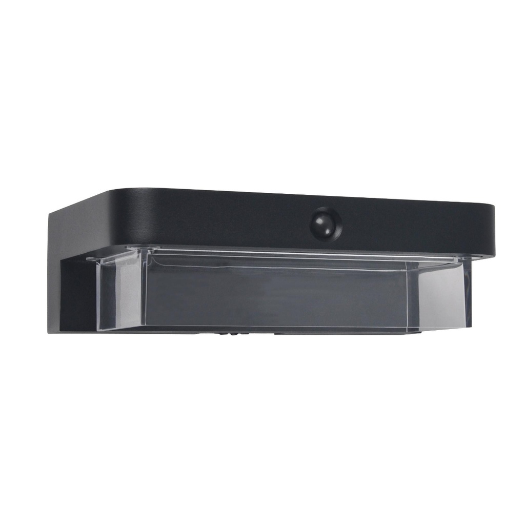 Applique extérieure 6W solaire en aluminium, pc noir étanche IP55