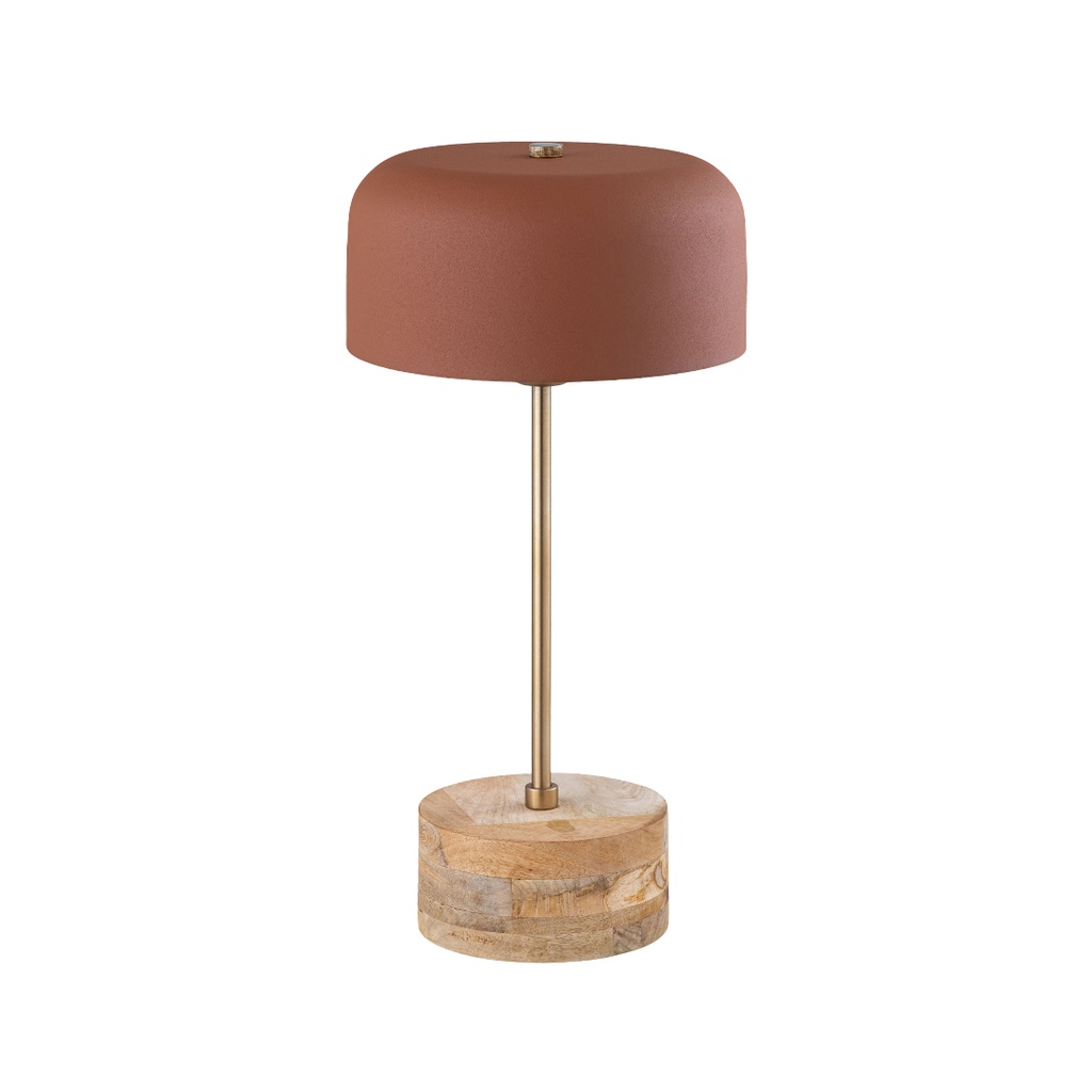 Lampe à poser Bella en bois de manguier et métal terracotta
