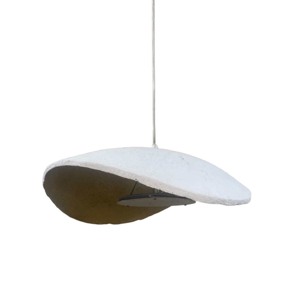 Suspension PM Milan papier mâché en métal doré antic blanc