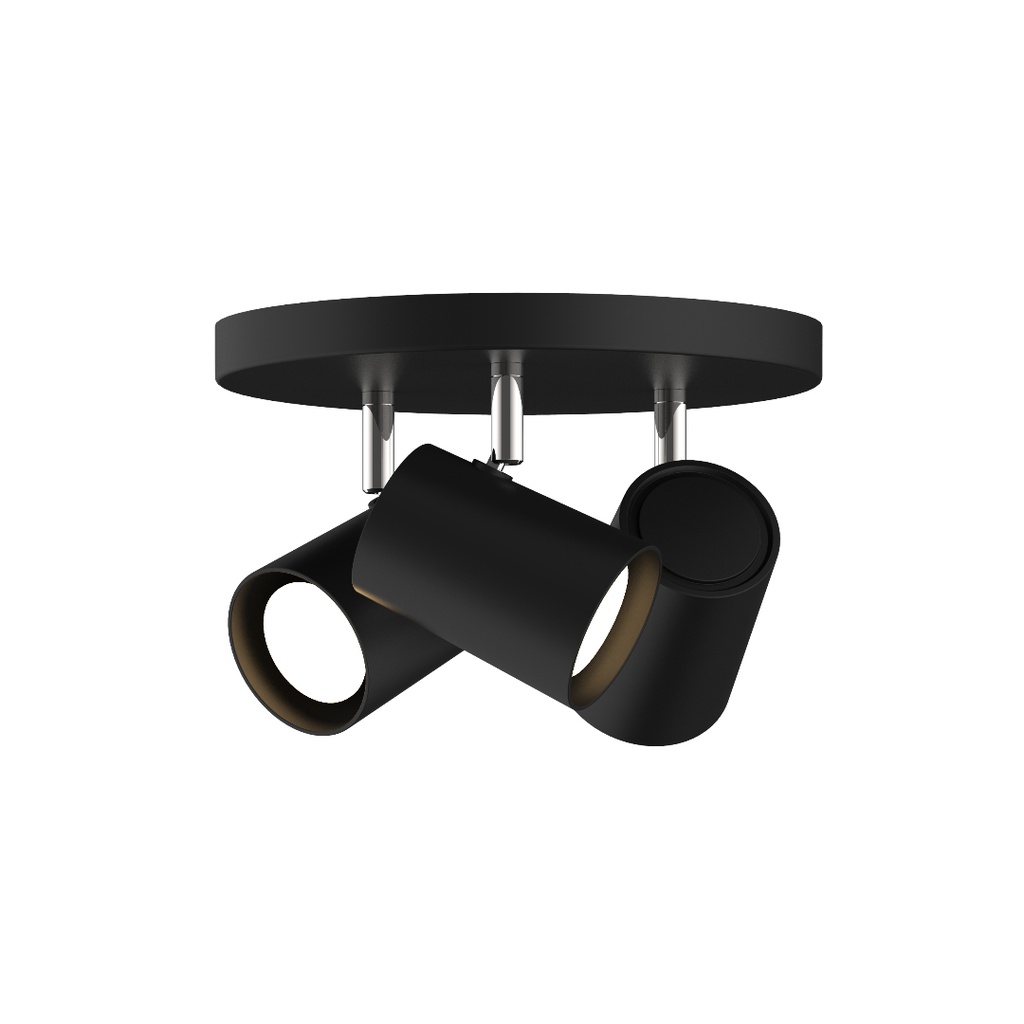 Spot/plafonnier Nocta 3 lampes en acier noir