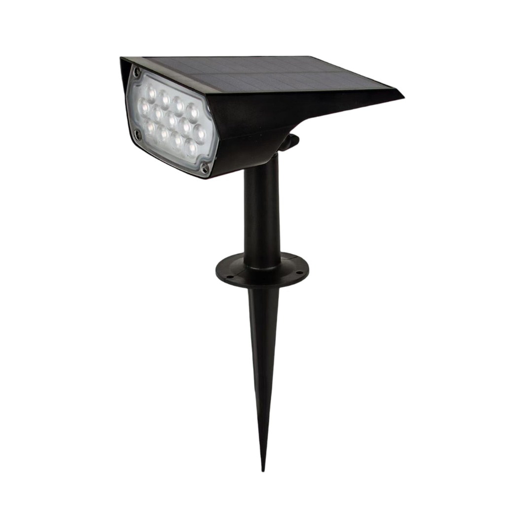 Projecteur solaire de jardin LED 2W en aluminium noir étanche IP65