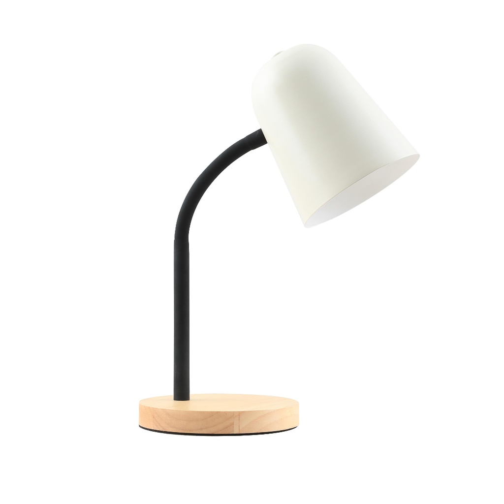 Lampe à poser Ariane en métal noir ,beige et bois naturel