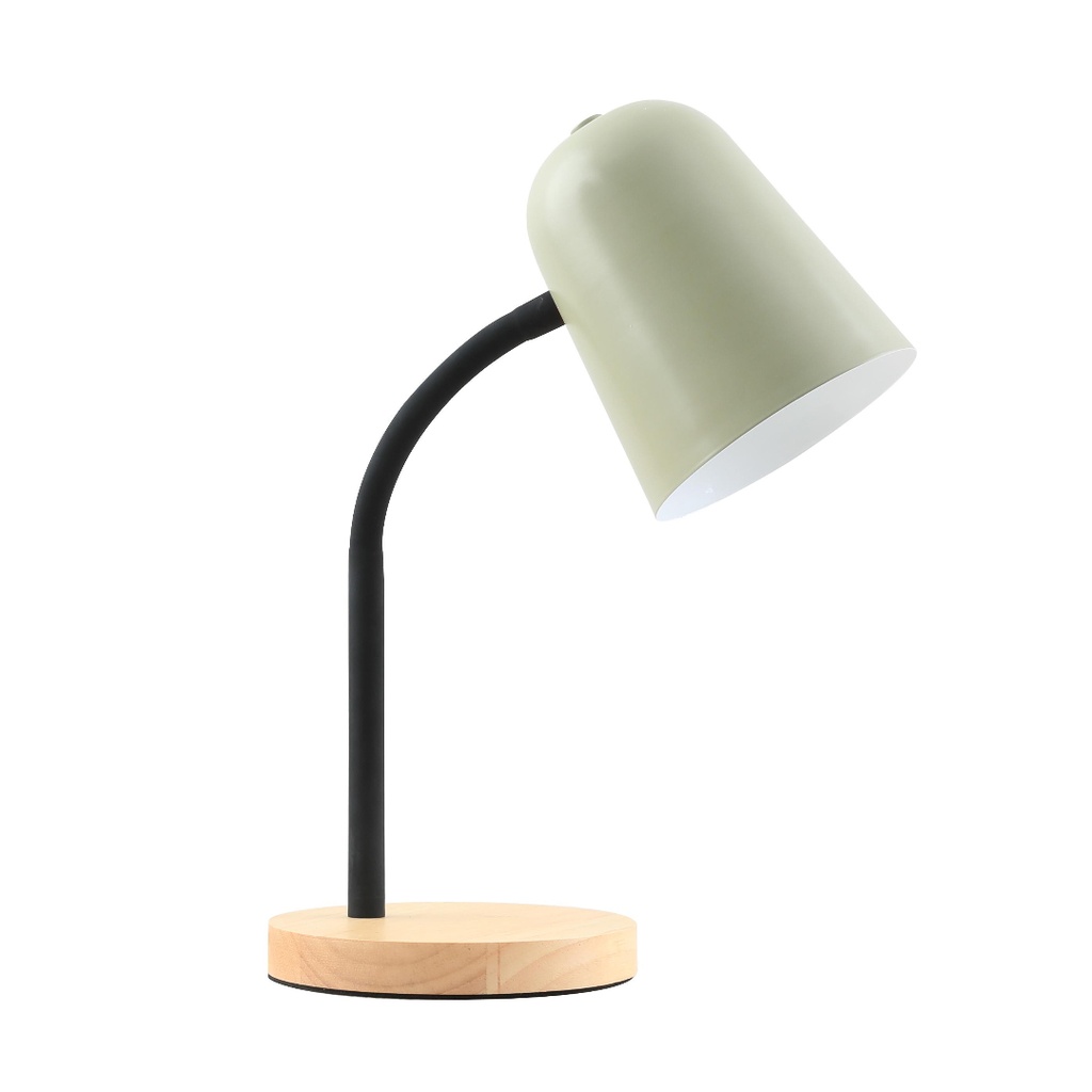 Lampe à poser Ariane en métal noir ,vert mat et bois naturel