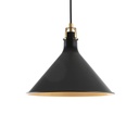 Suspension Miloa industriel avec abat-jour en métal finition noir dorée