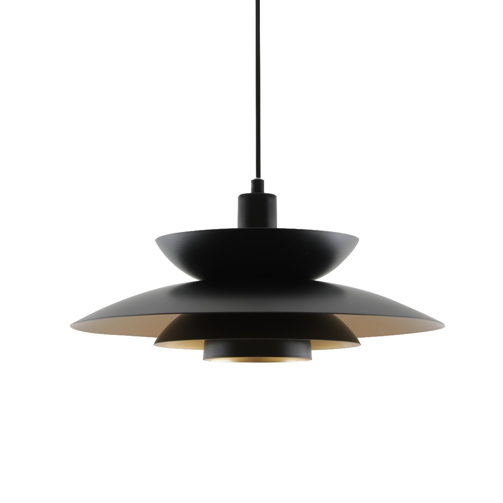 Suspension Astrée en métal noir dorée multi-abat-jour Ø38