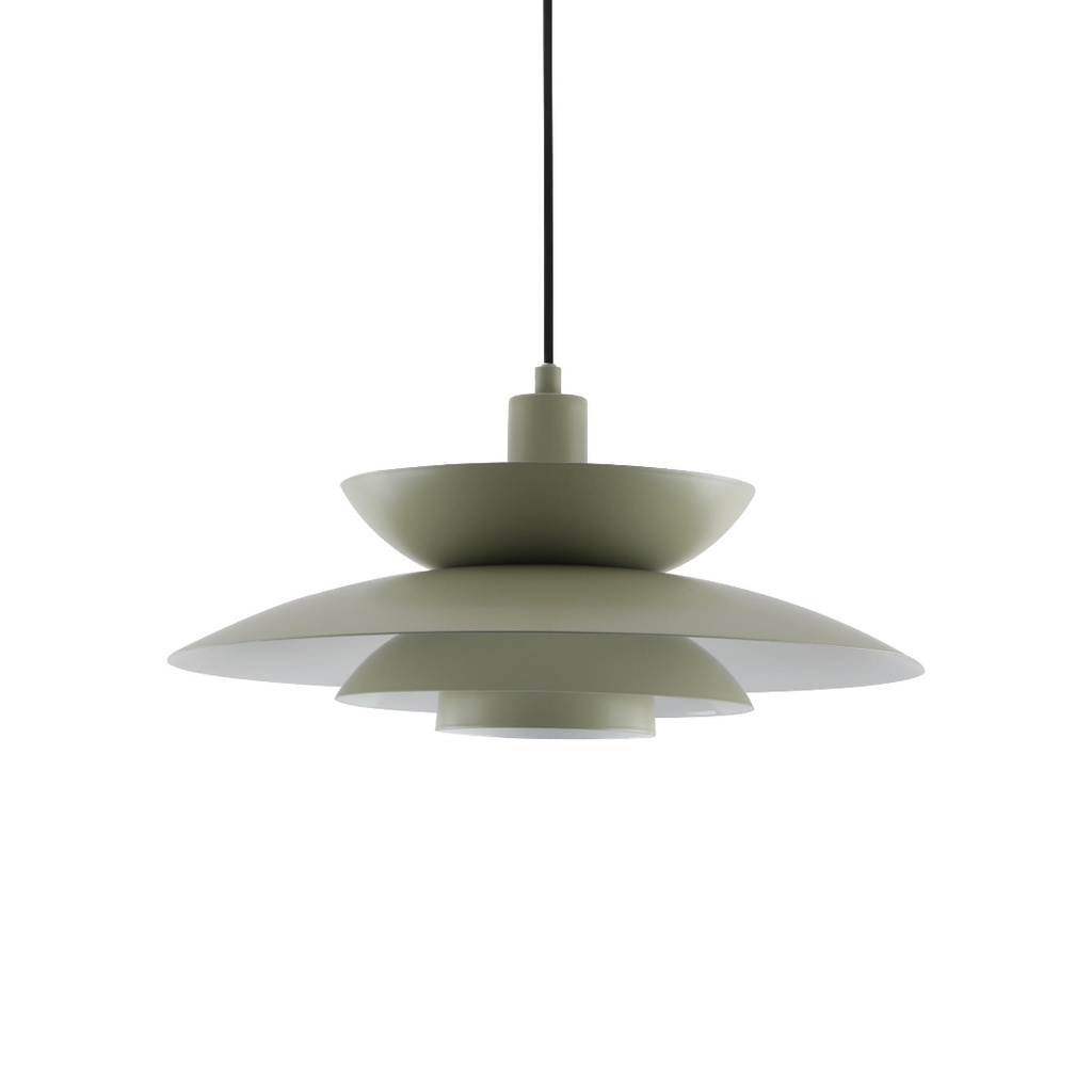 Suspension Astrée en métal vert mat multi-abat-jour Ø38