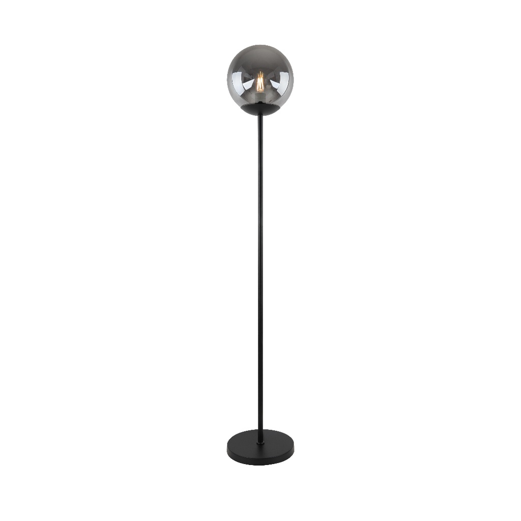 Lampadaire Solana en métal noir et verre fumé H143