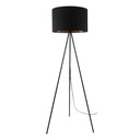 Lampadaire trépied Carpara en métal avec abat-jour noir mat doré