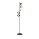 Lampadaire Zora 5 lampes en métal noir mat avec verre fumé opale