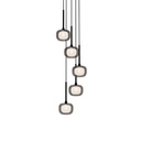 Lustre Zora 5 lampes en métal noir mat avec verre fumé opale