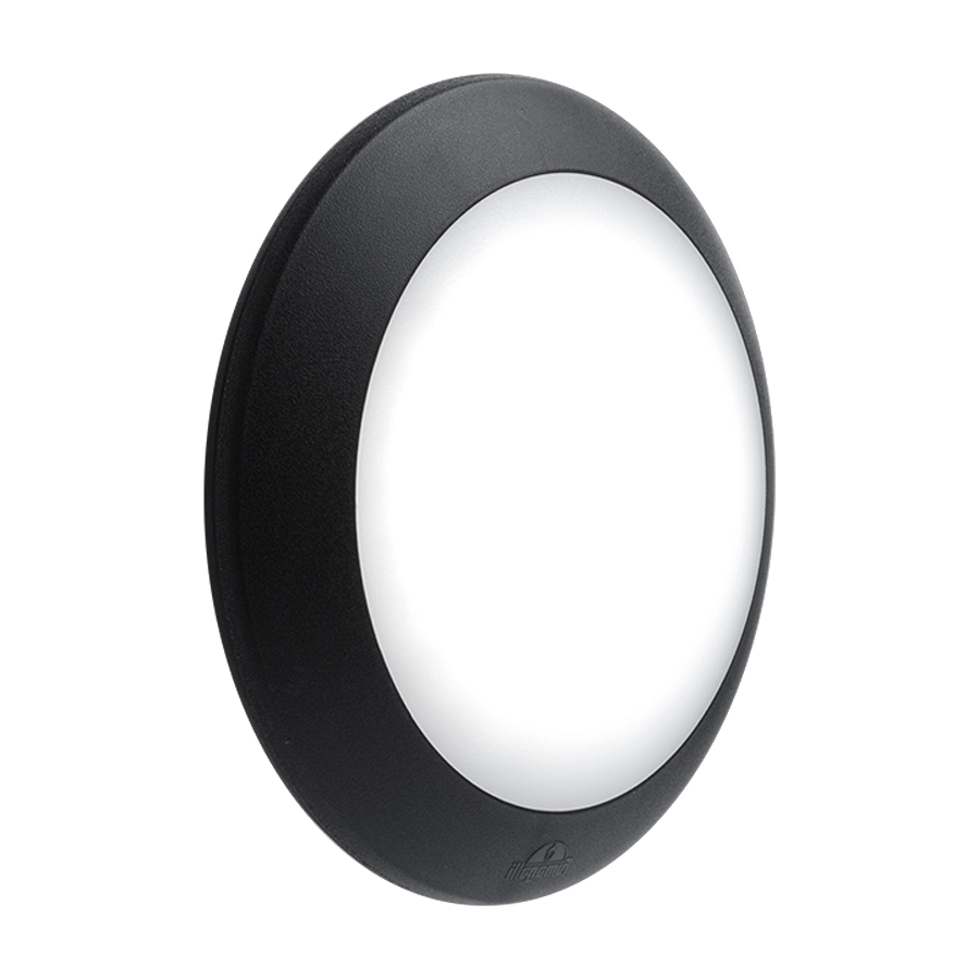 Hublot Umberta en résine noir et plastique opale étanche