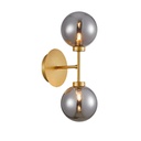 Applique Aurora 2 lampes en métal doré et verre fumée