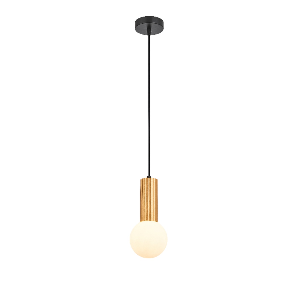 Suspension Candelis en metal noir avec verre opaque dorée
