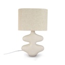Lampe à poser organique en résine et tissu beige