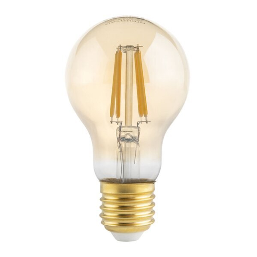 Ampoule Led filament E27 A60 4W verre ambre Lumière Jaune