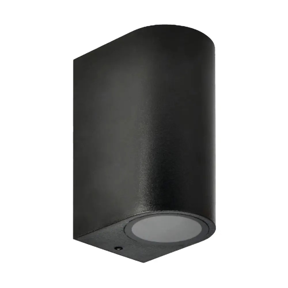 Applique façade ronde 2 lampes en aluminium noir étanche IP65